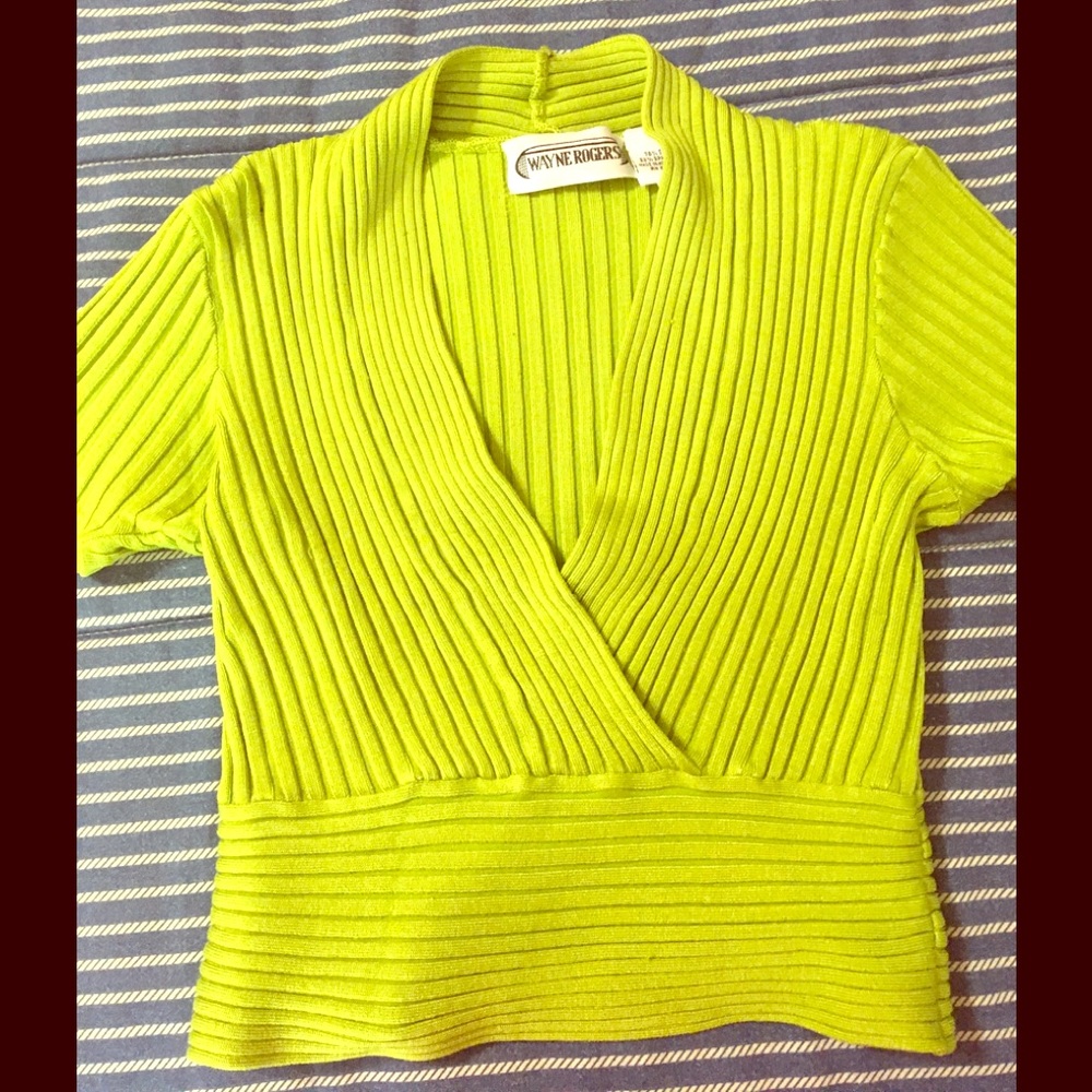 EUC Wayne Rogers neon green top